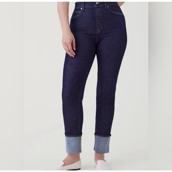 SPANX NWT Cuffed Straight Leg Denim Jeans Raw Indigo Size 3X Petite Plus Sized - Picture 12 of 12